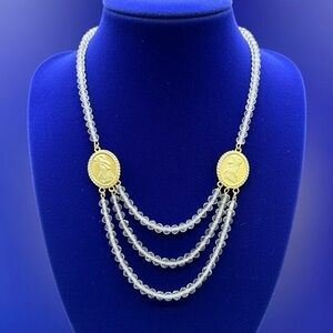 Kirk’s Folly Fairy Godmother Angels Crystal Necklace ~ Angel Cameo Triple Strand
